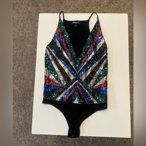 Sequin Bodysuit- From Express- Multicolor - Picture 4 of 6